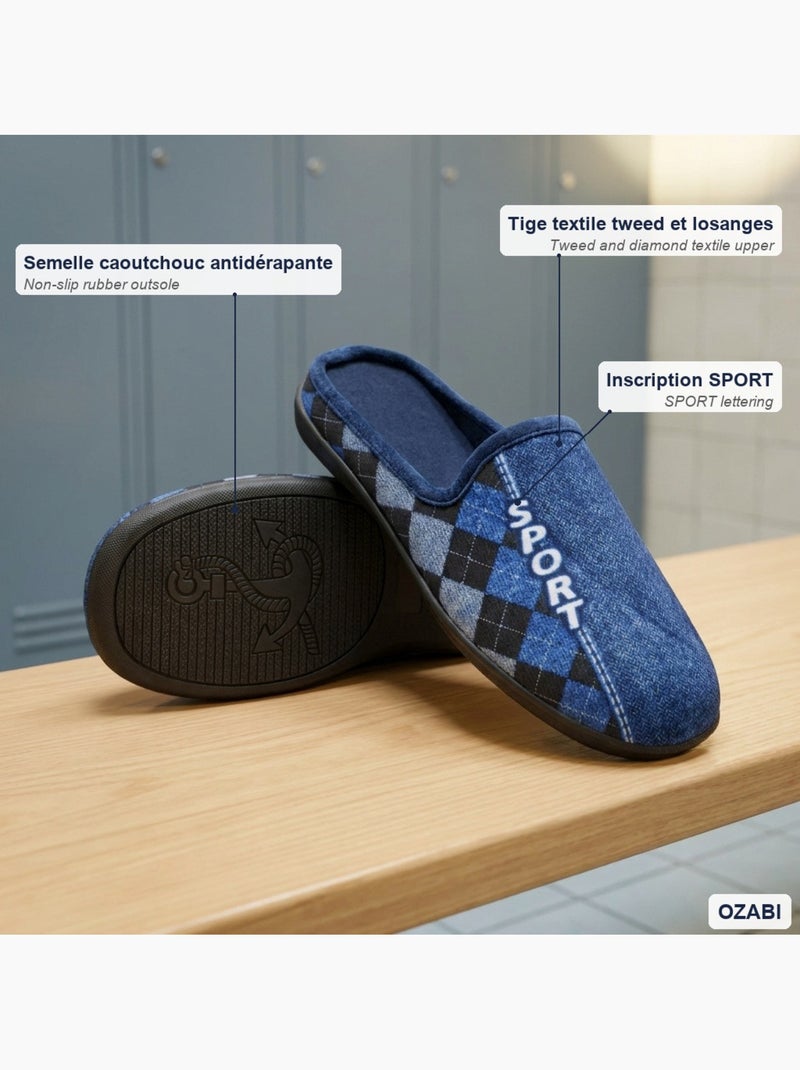Ozabi pantoufles ouvertes homme, style sport fantaisie, semelle antidérapante Bleu marine - Kiabi