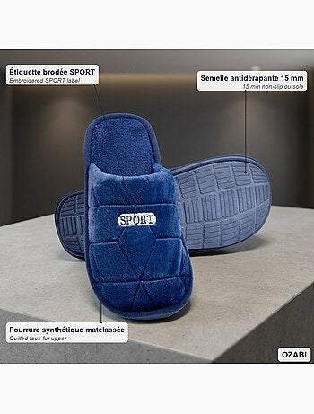 Ozabi pantoufles ouvertes homme, style sport, semelle caoutchouc antidérapante
