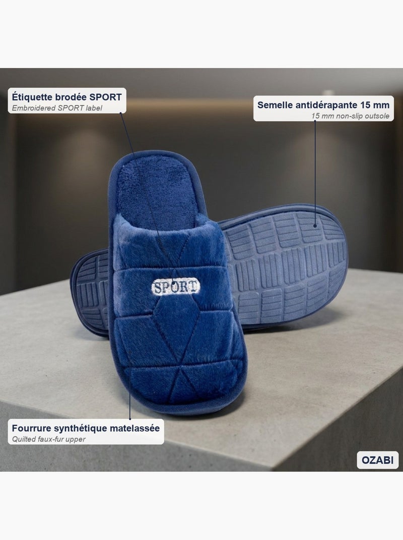 Ozabi pantoufles ouvertes homme, style sport, semelle caoutchouc antidérapante Bleu marine - Kiabi