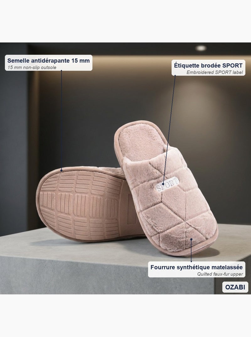 Ozabi pantoufles ouvertes homme, style sport, semelle caoutchouc antidérapante Taupe - Kiabi
