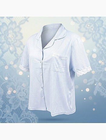 OZABI Pyjama Femme Long Boutonné Dentelle Tissu Ultra Léger
