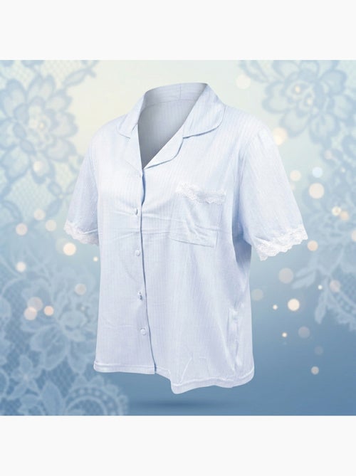 OZABI Pyjama Femme Long Boutonné Dentelle Tissu Ultra Léger - Kiabi OZABI Pyjama Femme Long Boutonné Dentelle Tissu Ultra Léger - Kiabi