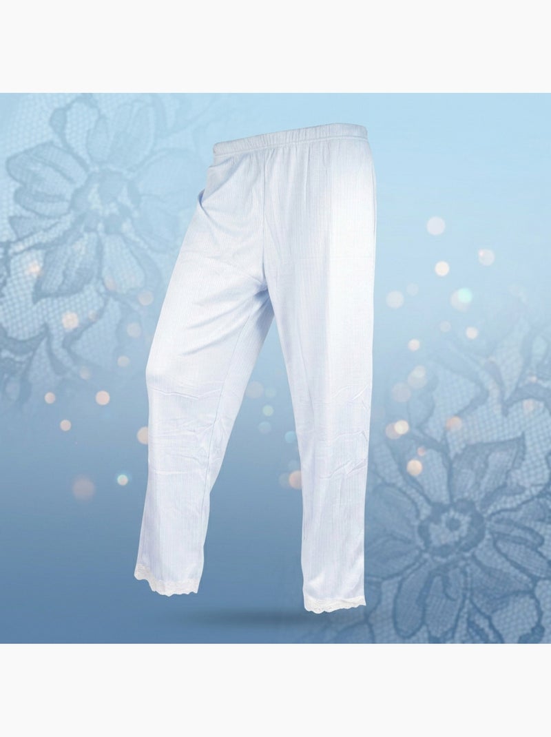 OZABI Pyjama Femme Long Boutonné Dentelle Tissu Ultra Léger Bleu - Kiabi