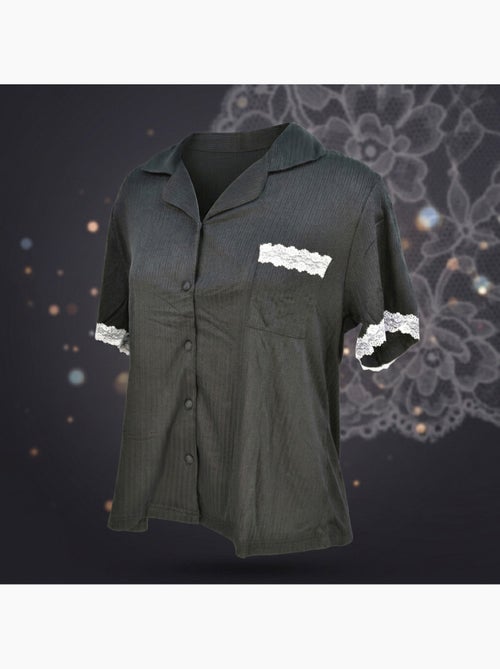 OZABI Pyjama Femme Long Boutonné Dentelle Tissu Ultra Léger - Kiabi OZABI Pyjama Femme Long Boutonné Dentelle Tissu Ultra Léger - Kiabi