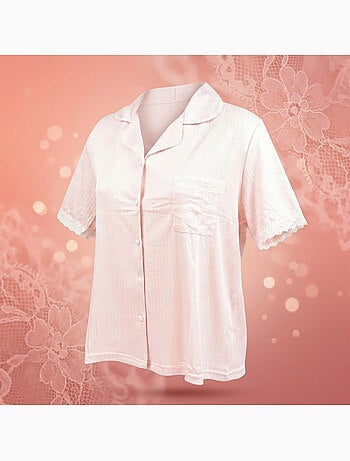 OZABI Pyjama Femme Long Boutonné Dentelle Tissu Ultra Léger