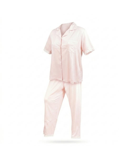 OZABI Pyjama Femme Long Boutonné Dentelle Tissu Ultra Léger - Kiabi OZABI Pyjama Femme Long Boutonné Dentelle Tissu Ultra Léger - Kiabi