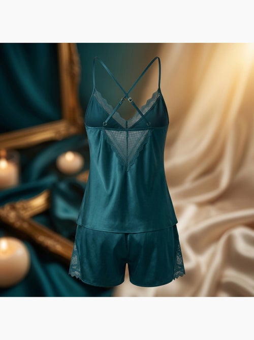 OZABI Pyjama Femme Satiné Débardeur Dentelle Col V Toucher Soie - Kiabi OZABI Pyjama Femme Satiné Débardeur Dentelle Col V Toucher Soie - Kiabi