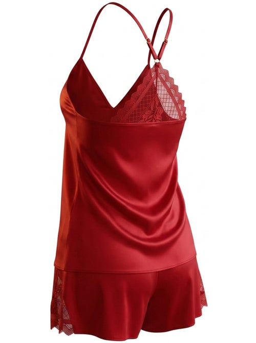 OZABI Pyjama Femme Satiné Débardeur Dentelle Col V Toucher Soie - Kiabi