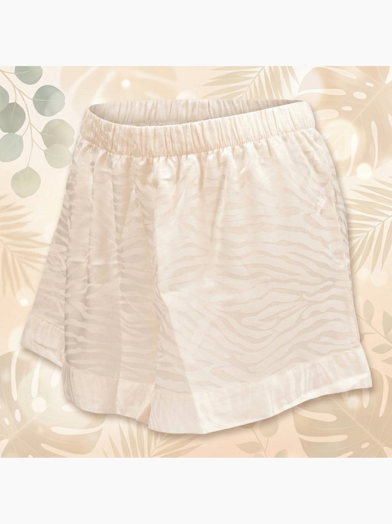 Ozabi pyjama femme short satiné boutonné motif zèbre toucher soie Beige - Kiabi
