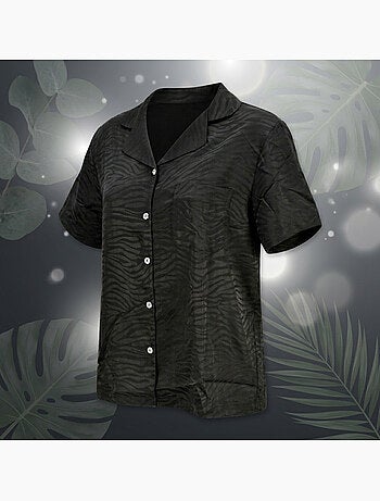 Ozabi pyjama femme short satiné boutonné motif zèbre toucher soie
