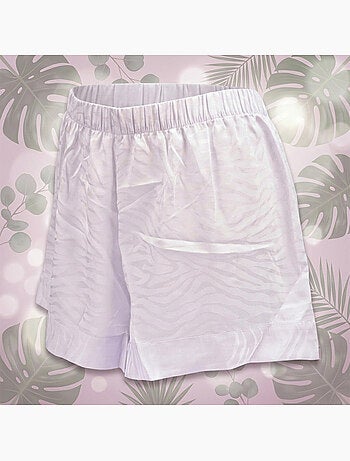 Ozabi pyjama femme short satiné boutonné motif zèbre toucher soie