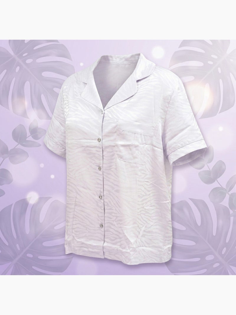 Ozabi pyjama femme short satiné boutonné motif zèbre toucher soie Parme - Kiabi