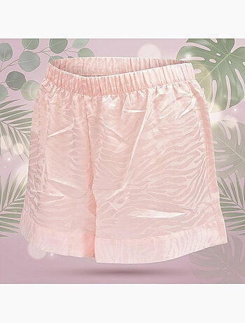 Ozabi pyjama femme short satiné boutonné motif zèbre toucher soie