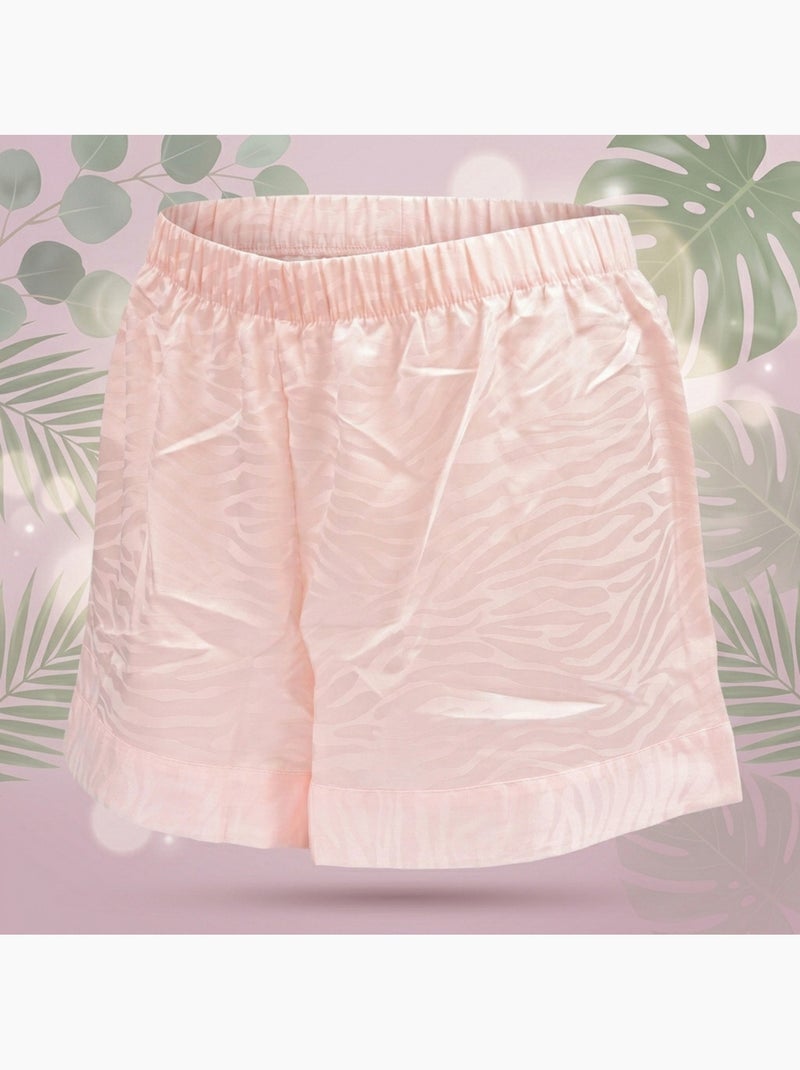 Ozabi pyjama femme short satiné boutonné motif zèbre toucher soie Rose - Kiabi