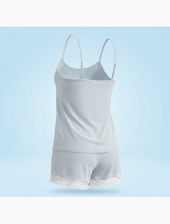 OZABI Pyjama Femme Viscose Débardeur Col V Dentelle Toucher Doux