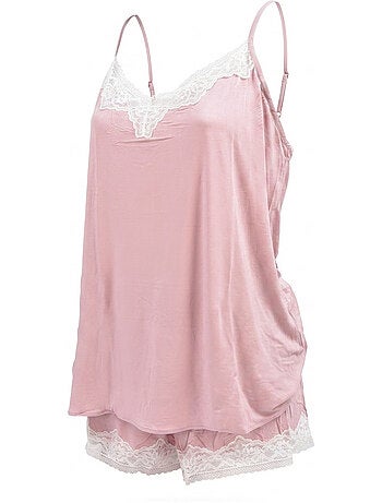 OZABI Pyjama Femme Viscose Débardeur Col V Dentelle Toucher Doux
