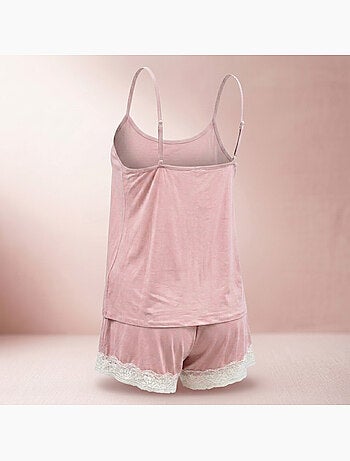 OZABI Pyjama Femme Viscose Débardeur Col V Dentelle Toucher Doux