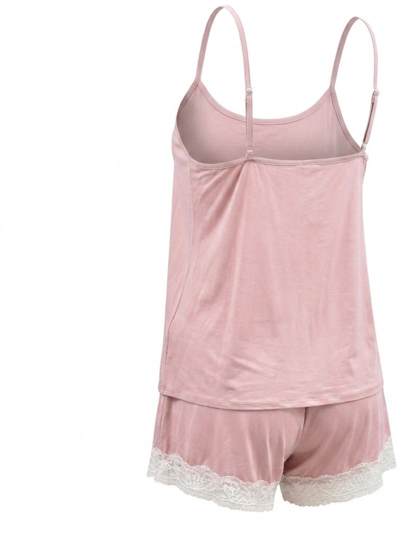 OZABI Pyjama Femme Viscose Débardeur Col V Dentelle Toucher Doux Parme - Kiabi