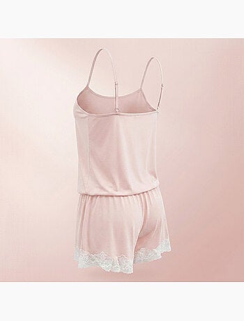 OZABI Pyjama Femme Viscose Débardeur Col V Dentelle Toucher Doux