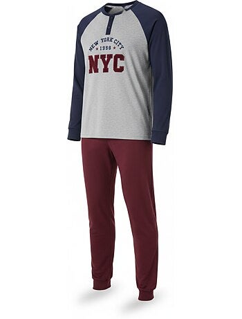Ozabi pyjama homme doublé polaire broderie new york city