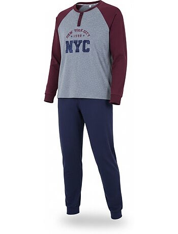 Ozabi pyjama homme doublé polaire broderie new york city
