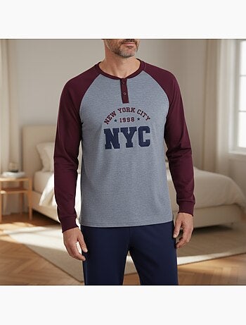 Ozabi pyjama homme doublé polaire broderie new york city