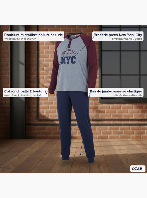 Ozabi pyjama homme doublé polaire broderie new york city - Kiabi Ozabi pyjama homme doublé polaire broderie new york city - Kiabi