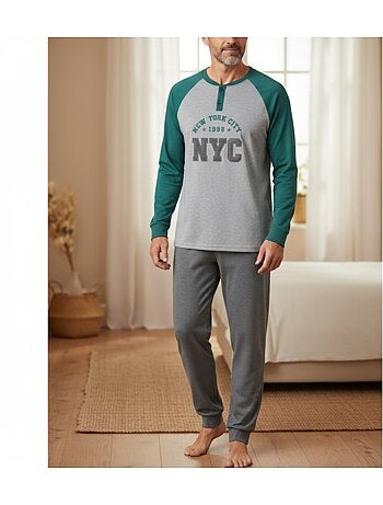Ozabi pyjama homme doublé polaire broderie new york city