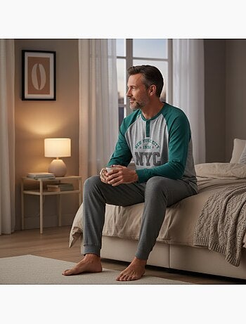 Ozabi pyjama homme doublé polaire broderie new york city