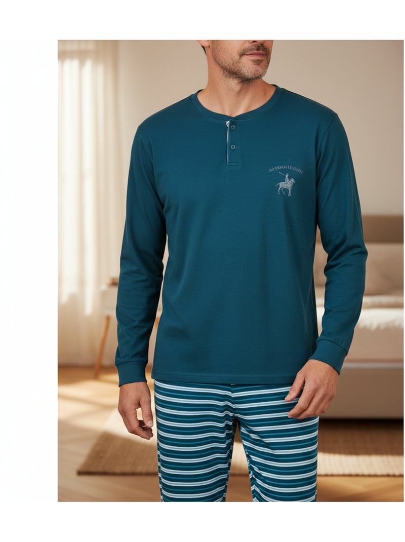 Ozabi pyjama homme doublé polaire écusson brodé Bleu - Kiabi