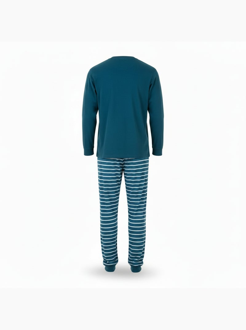 Ozabi pyjama homme doublé polaire écusson brodé Bleu - Kiabi