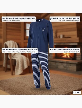 Ozabi pyjama homme doublé polaire écusson brodé
