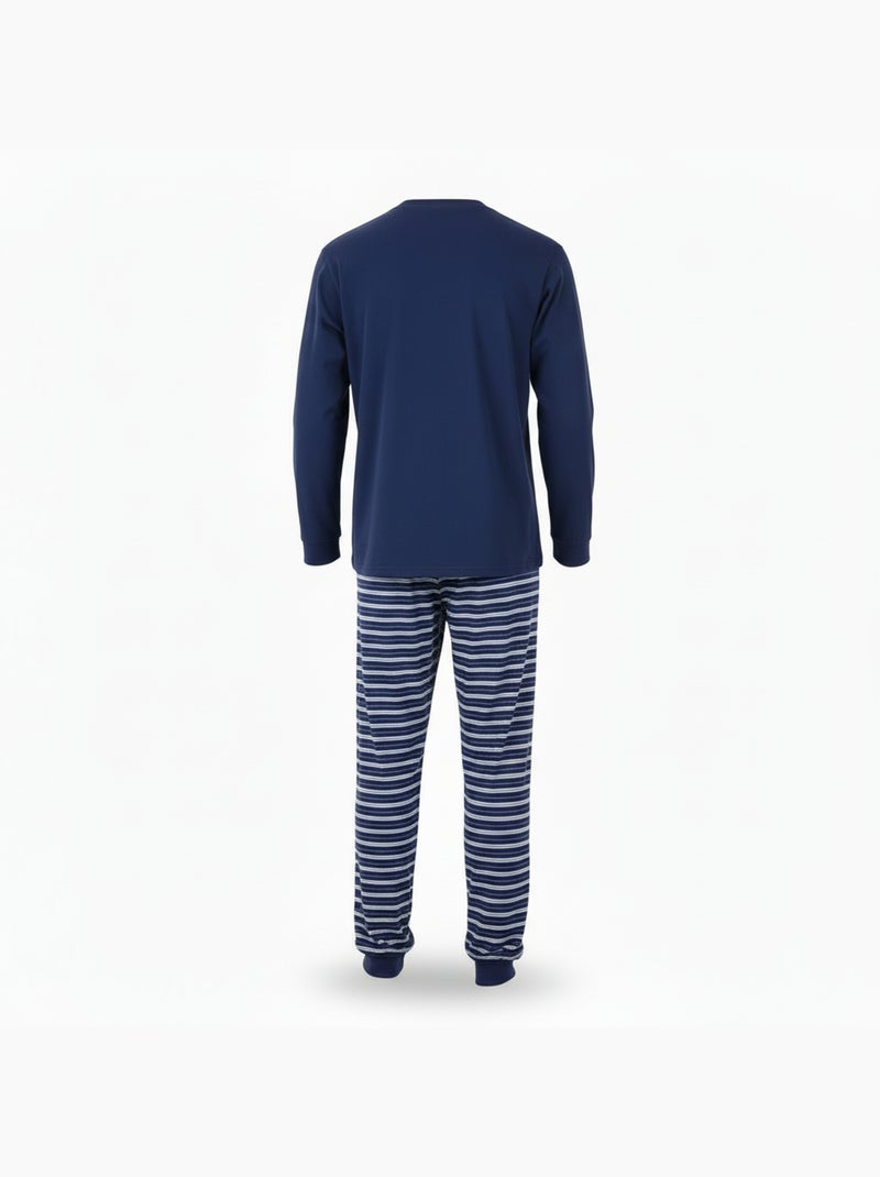 Ozabi pyjama homme doublé polaire écusson brodé Bleu marine - Kiabi