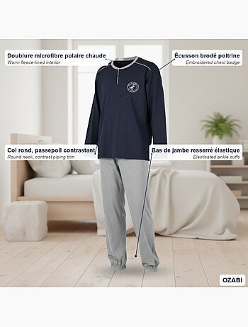 Ozabi pyjama homme doublé polaire écusson brodé