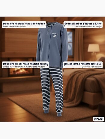 Ozabi pyjama homme doublé polaire écusson brodé