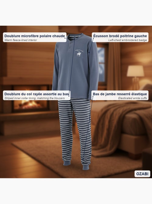 Ozabi pyjama homme doublé polaire écusson brodé - Kiabi