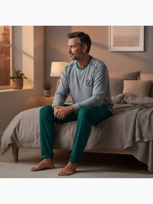 Ozabi pyjama homme doublé polaire écusson brodé - Kiabi