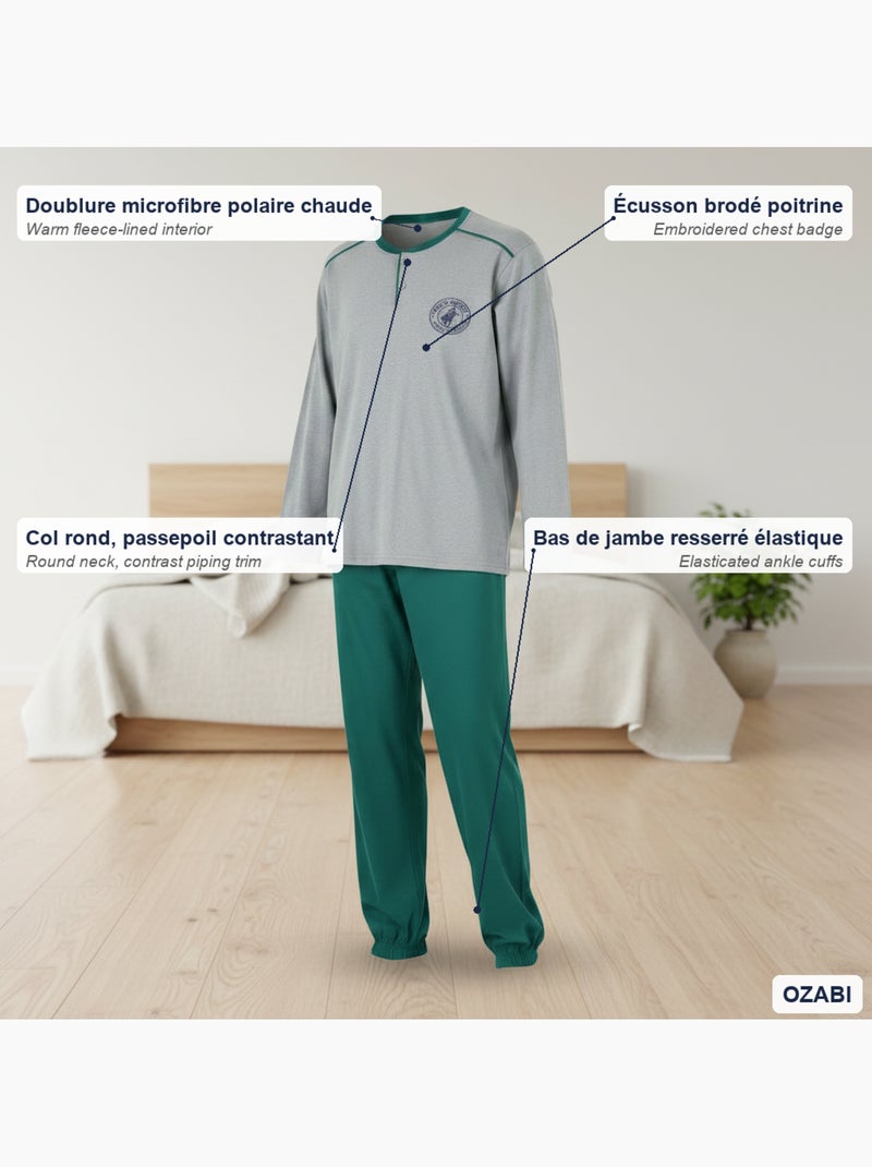 Ozabi pyjama homme doublé polaire écusson brodé Gris - Kiabi
