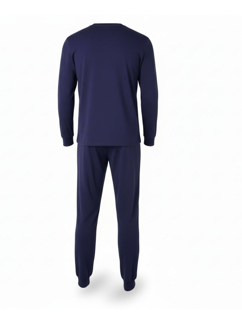 Ozabi pyjama homme doublé polaire print brodé Bleu marine - Kiabi