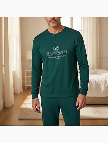 Ozabi pyjama homme doublé polaire print brodé