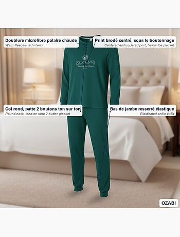 Ozabi pyjama homme doublé polaire print brodé