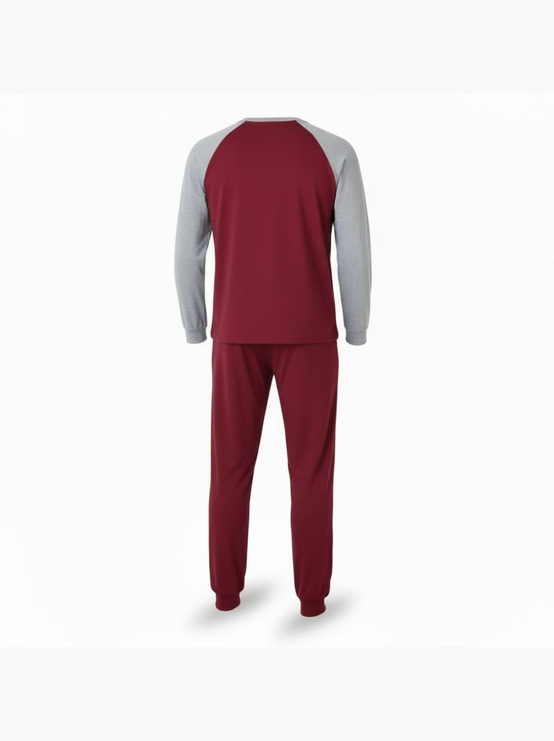 Ozabi pyjama homme doublé polaire raglan brodé Bordeaux - Kiabi