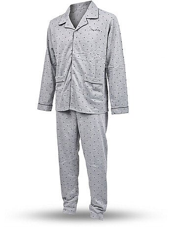 OZABI Pyjama Homme Long Boutonne Col Chemise Ultra Doux