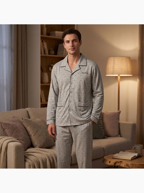 OZABI Pyjama Homme Long Boutonne Col Chemise Ultra Doux - Kiabi