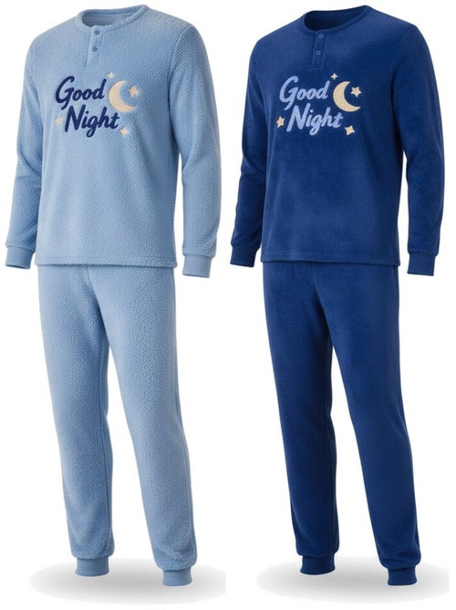 Ozabi pyjama homme pack de 2, polaire douce et moelleuse, broderie - Kiabi Ozabi pyjama homme pack de 2, polaire douce et moelleuse, broderie - Kiabi