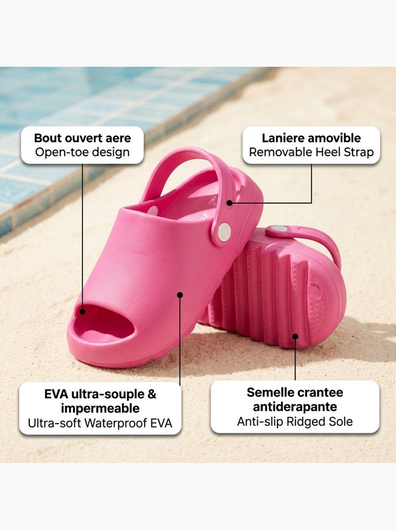 OZABI Sabot Claquette Enfant EVA - Bout Ouvert - Lanière Amovible Rose - Kiabi