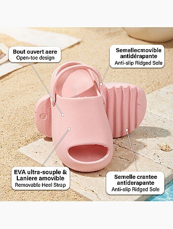 OZABI Sabot Claquette Enfant EVA - Bout Ouvert - Lanière Amovible