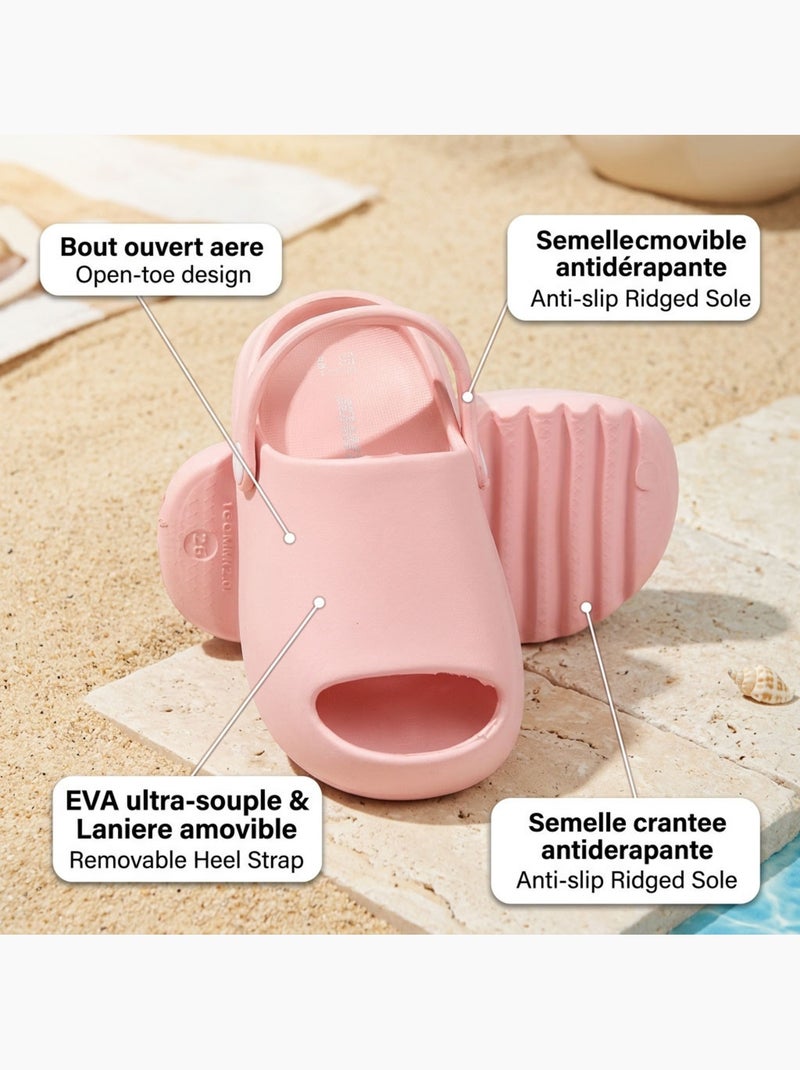 OZABI Sabot Claquette Enfant EVA - Bout Ouvert - Lanière Amovible Rose poudré - Kiabi