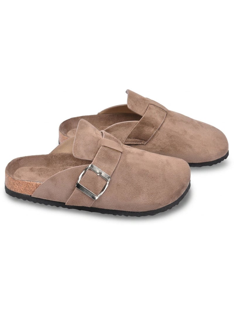 OZABI Sabot Fermé Enfant Suédine - Boucle Métal - Doublure Velours Camel - Kiabi