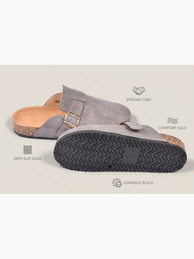 OZABI Sabots femme confort boucle ajustable semelle liège Gris - Kiabi